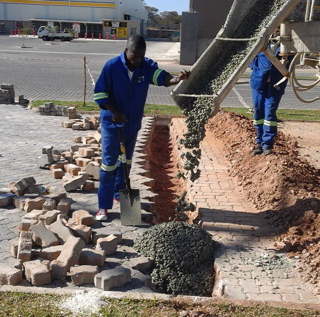 Concrete paving works